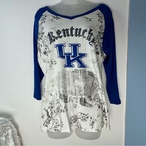 Studio Gem Kentucky UK Blue/White T-shirt Silver Accents‎ XL Women's